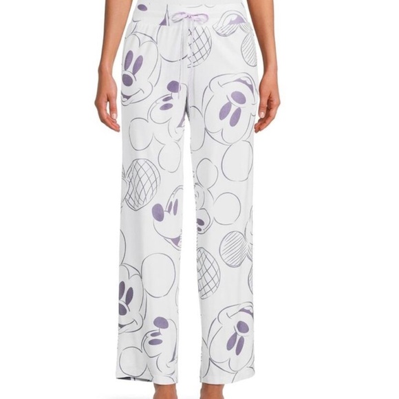 Disney Mickey Mouse Pajama Pants White and Purple - Picture 2 of 4